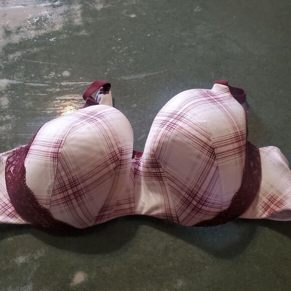 Cacique red&white plaid bra size 44D - Picture 1 of 5